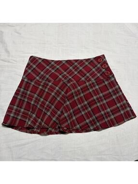 Red vintage plaid skirt